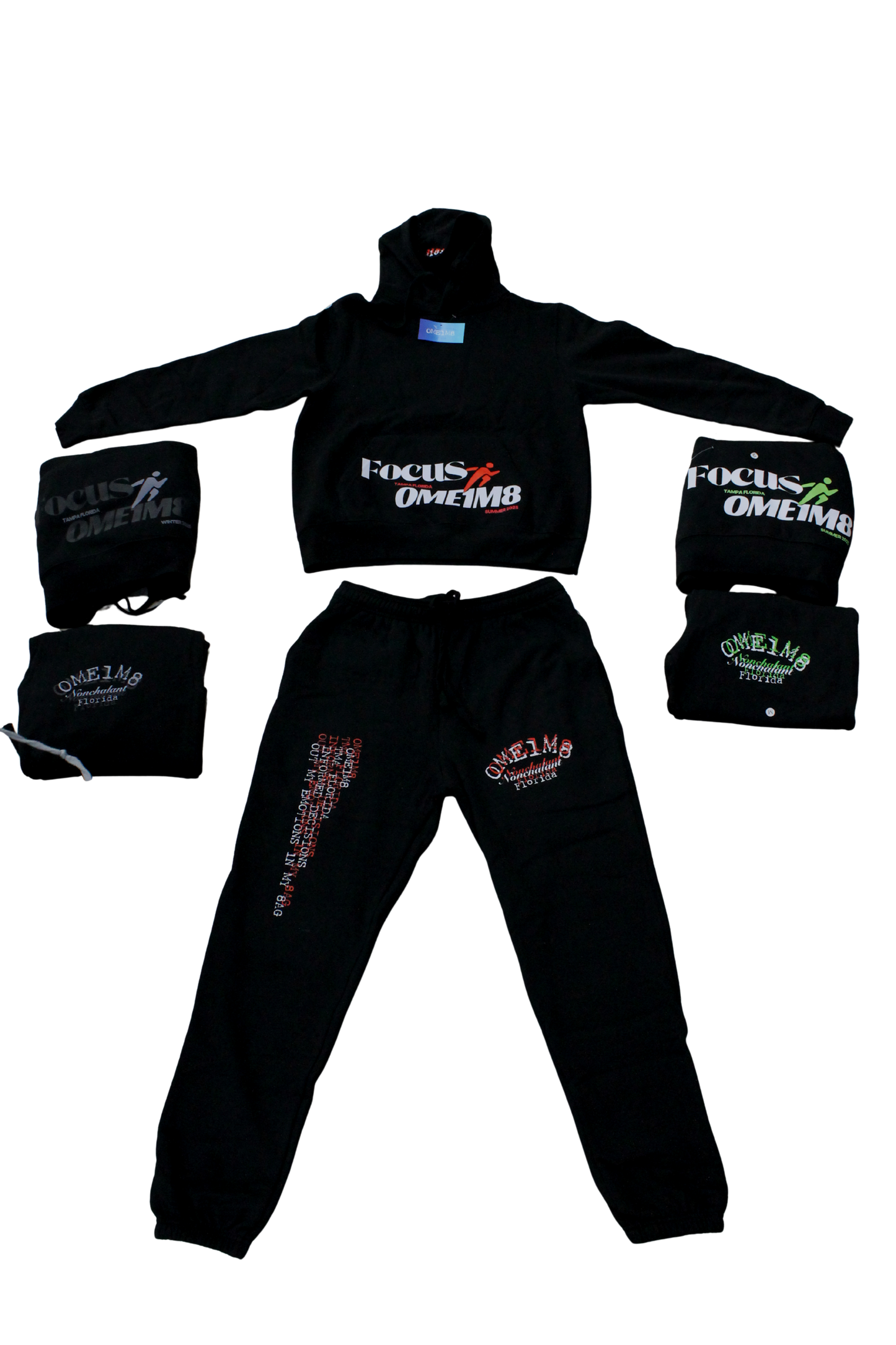 Black Focus Hoodie RED/WHITE